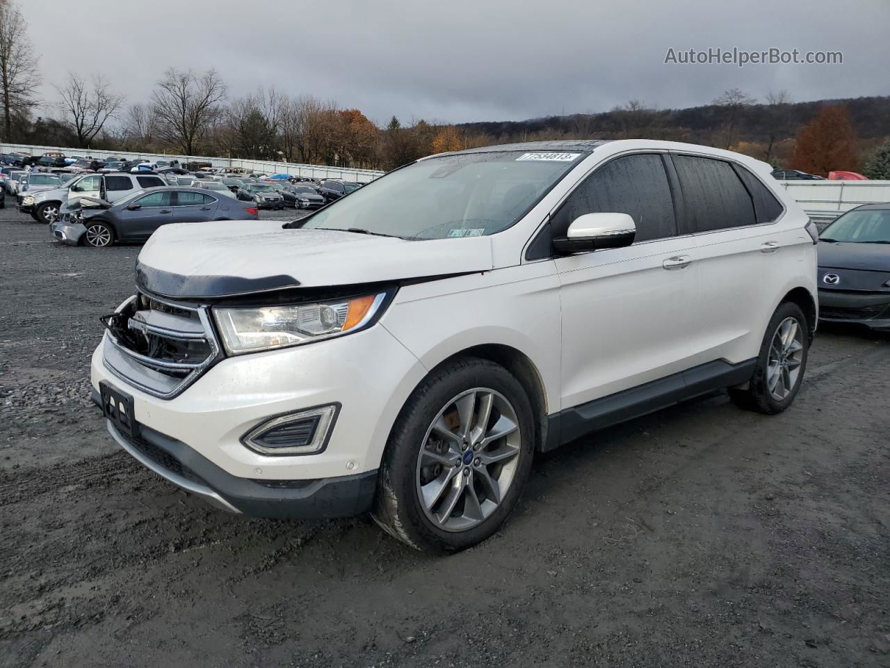 2015 Ford Edge Titanium White vin: 2FMPK4K9XFBB14876