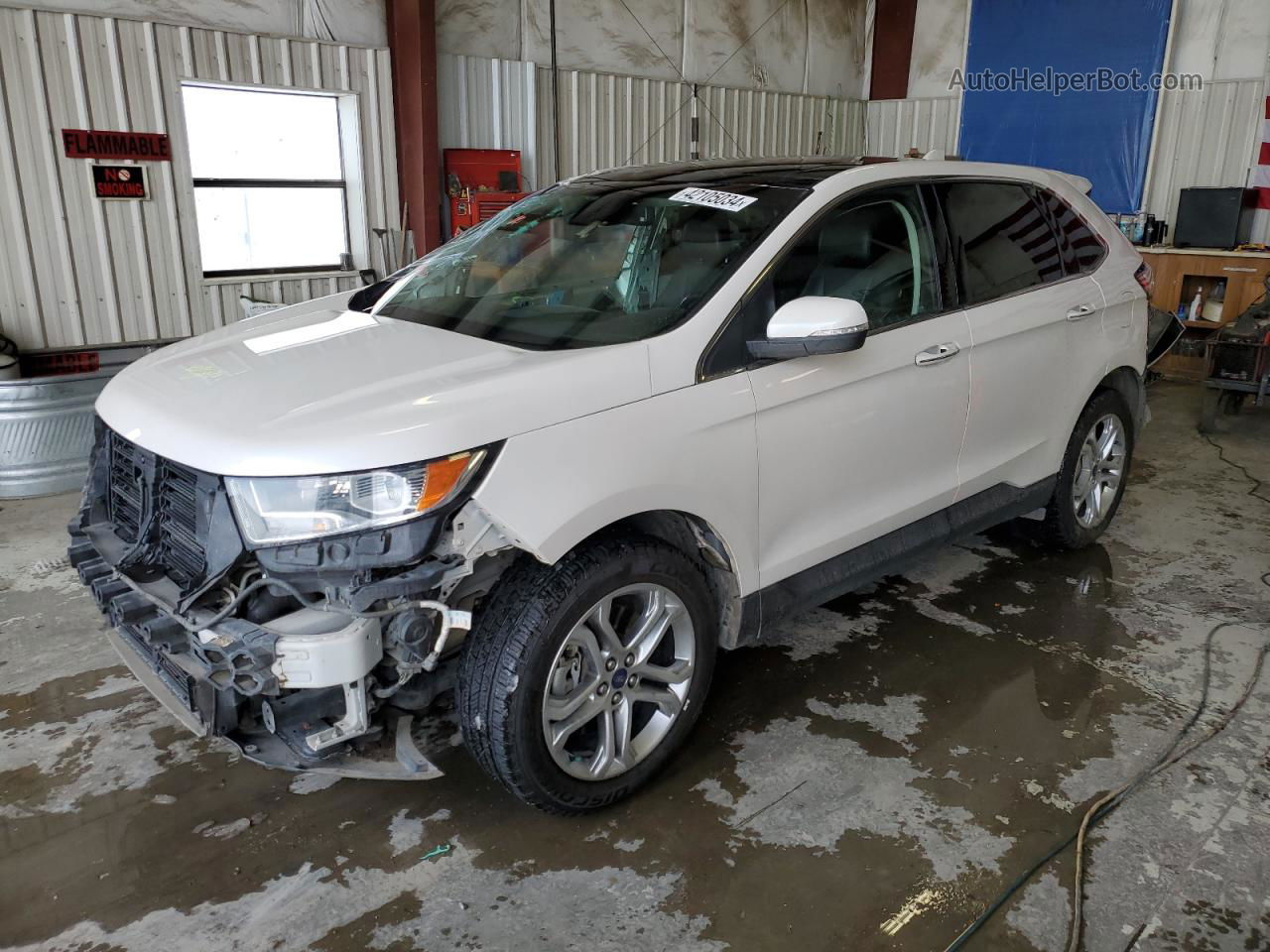 2015 Ford Edge Titanium White vin: 2FMPK4K9XFBB72275