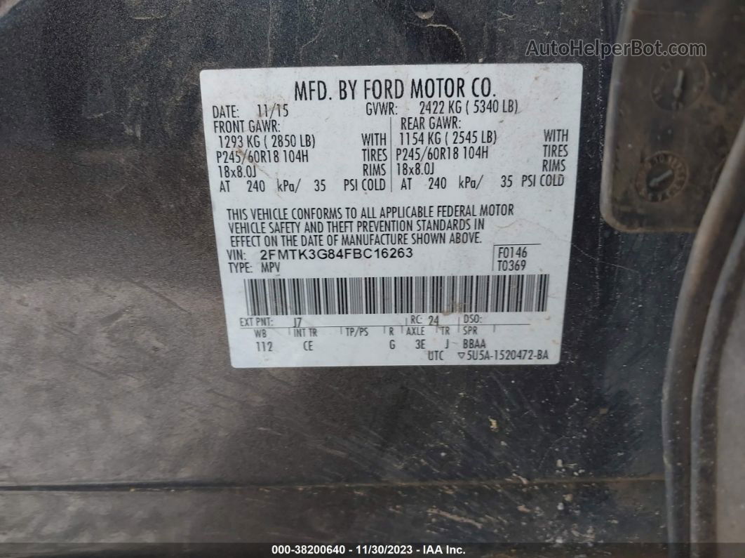 2015 Ford Edge Se Серый vin: 2FMTK3G84FBC16263