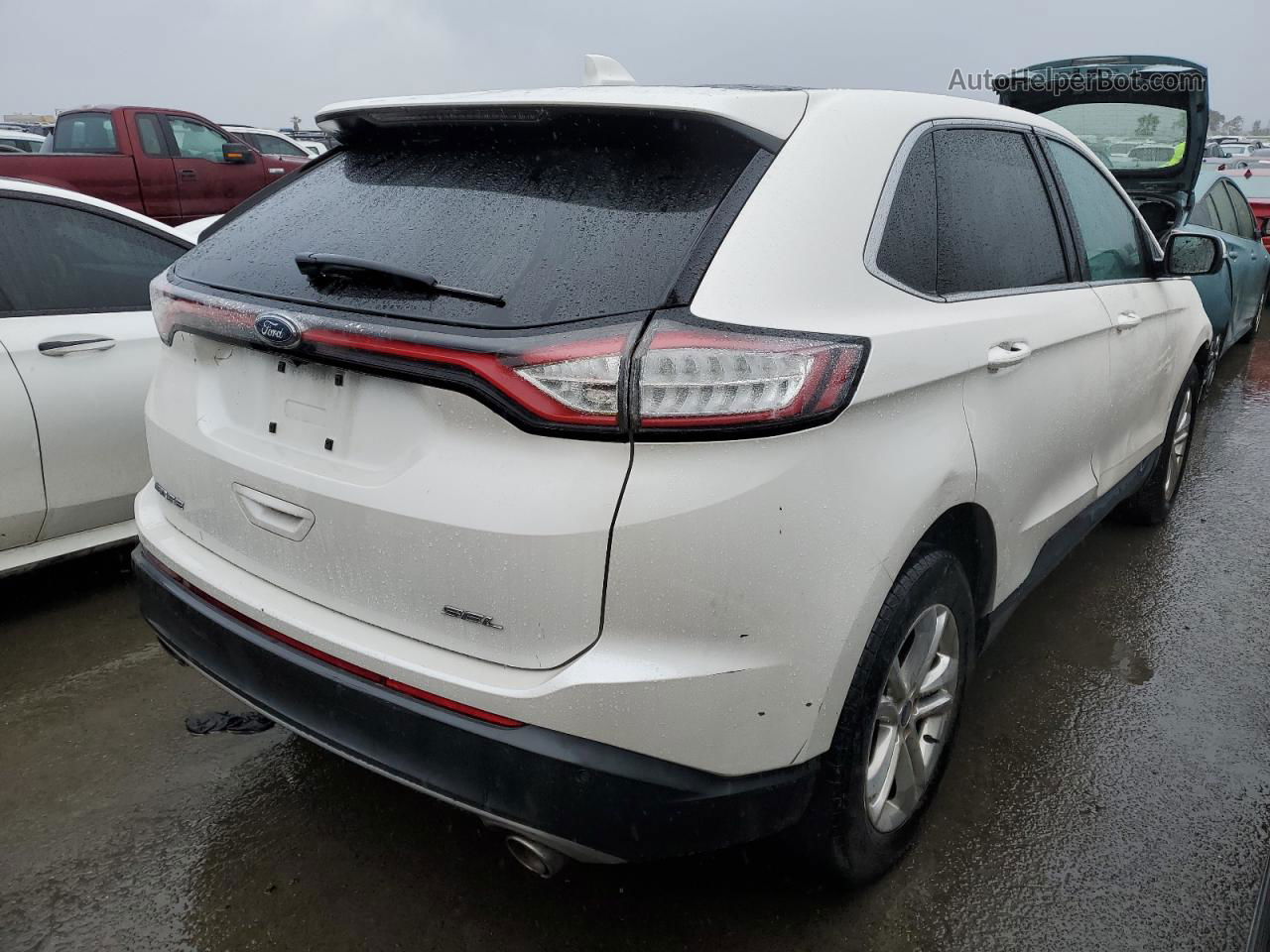 2015 Ford Edge Sel White vin: 2FMTK3J83FBC27036