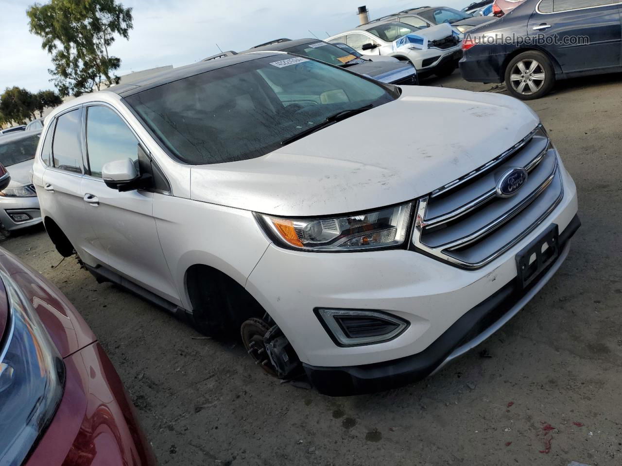 2015 Ford Edge Sel White vin: 2FMTK3J87FBB45486