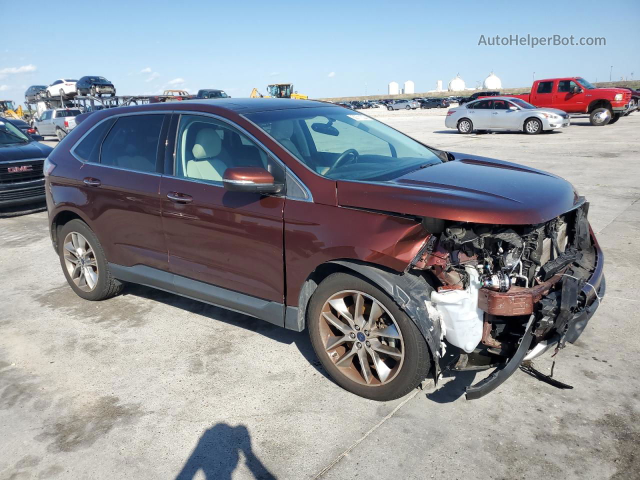 2015 Ford Edge Titanium Коричневый vin: 2FMTK3K86FBB76193