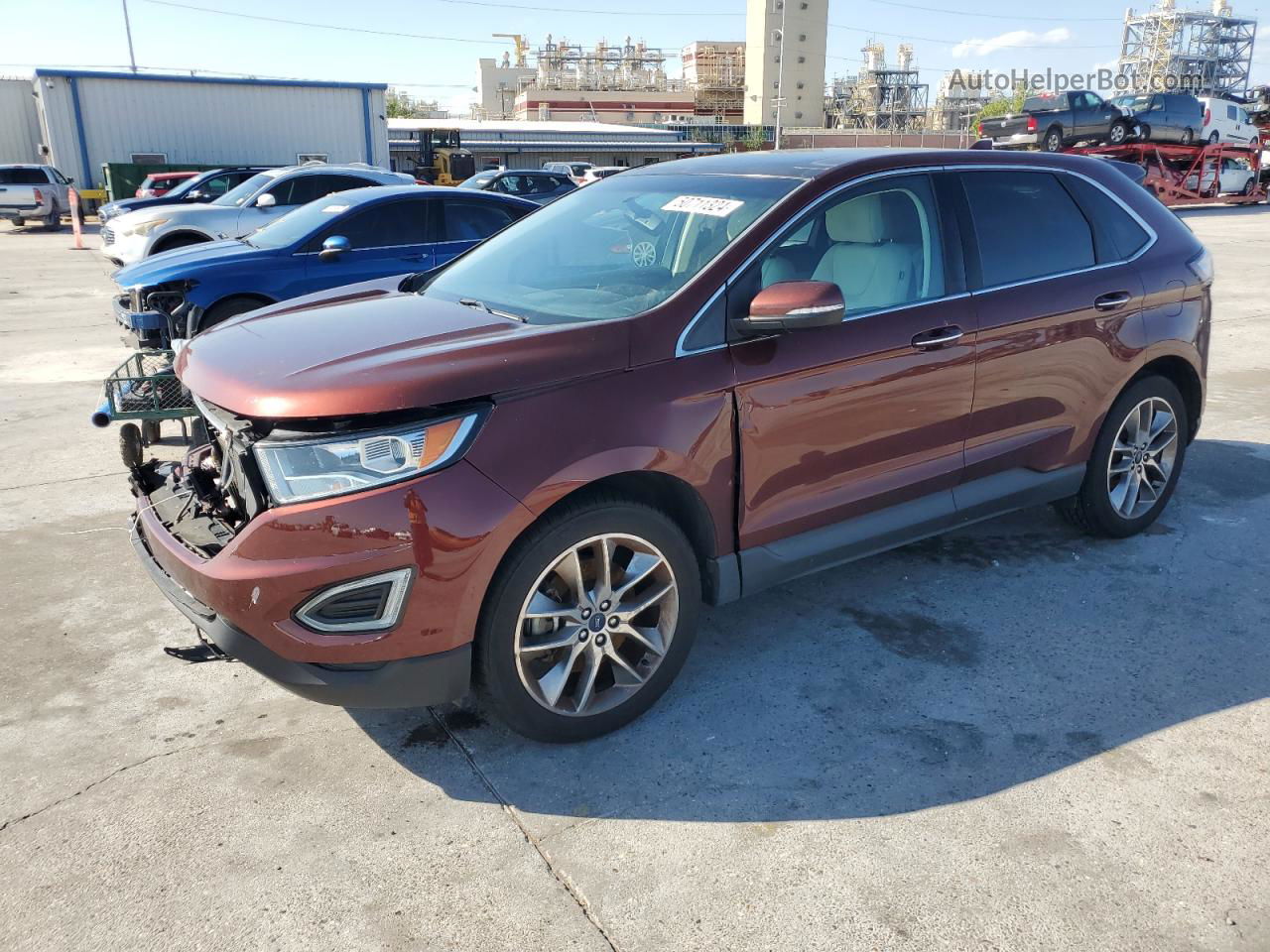 2015 Ford Edge Titanium Коричневый vin: 2FMTK3K86FBB76193