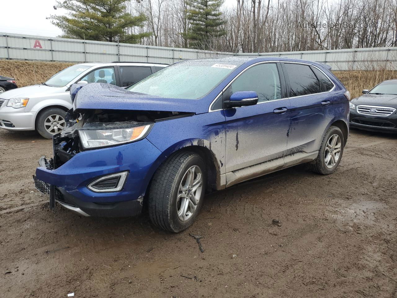 2015 Ford Edge Titanium Синий vin: 2FMTK3K90FBB59639