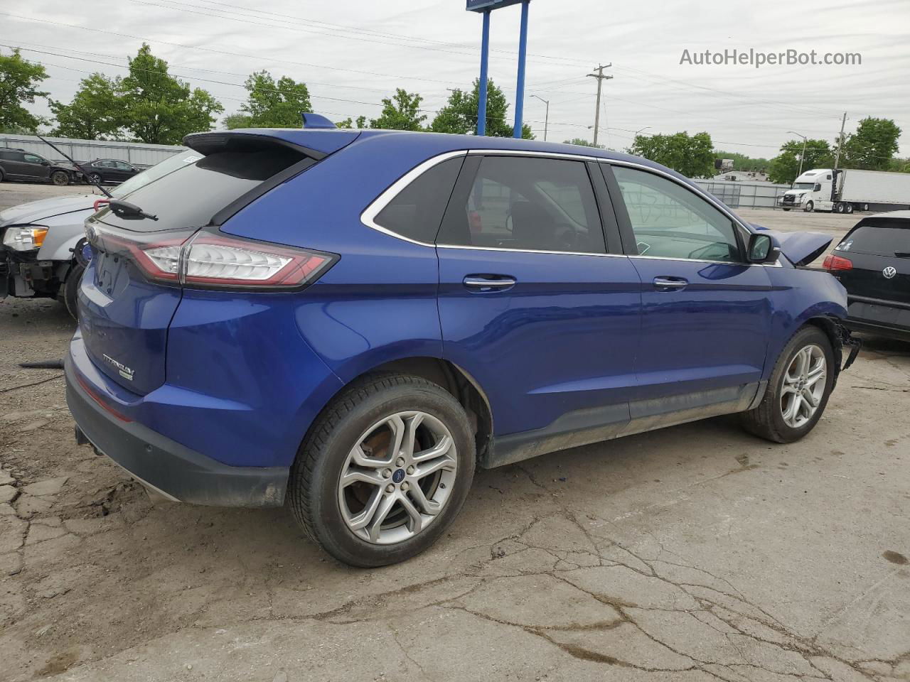 2015 Ford Edge Titanium Синий vin: 2FMTK3K90FBB59639