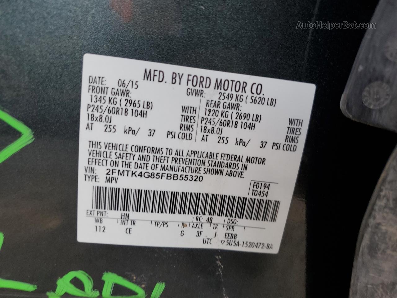 2015 Ford Edge Se Black vin: 2FMTK4G85FBB55320