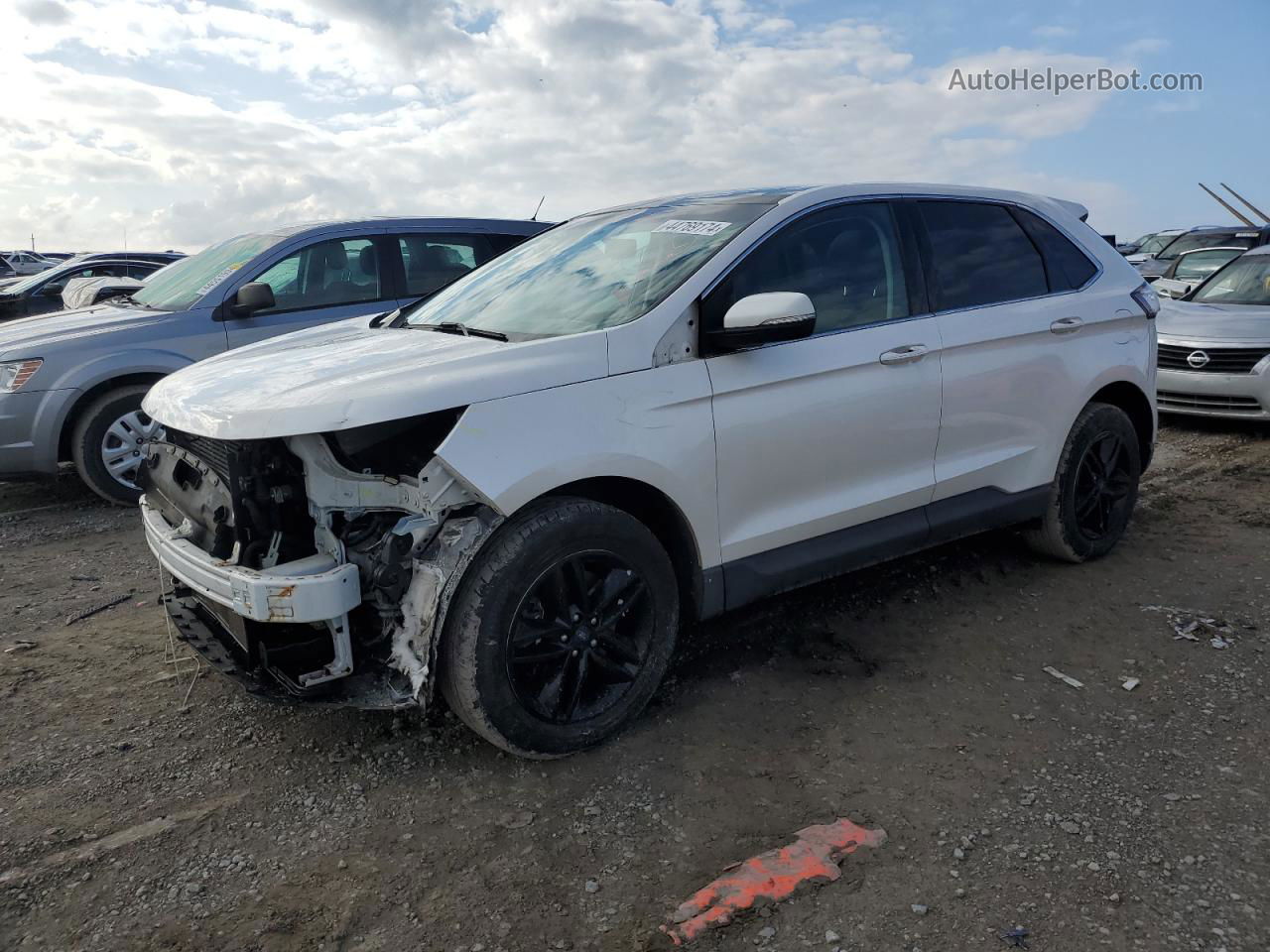 2015 Ford Edge Sel White vin: 2FMTK4J81FBC24240