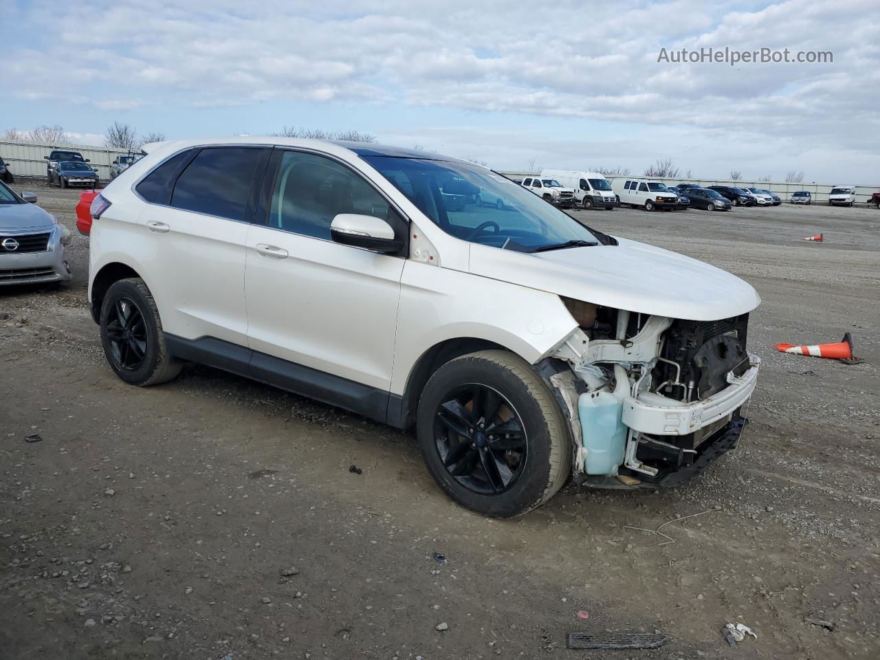 2015 Ford Edge Sel White vin: 2FMTK4J81FBC24240