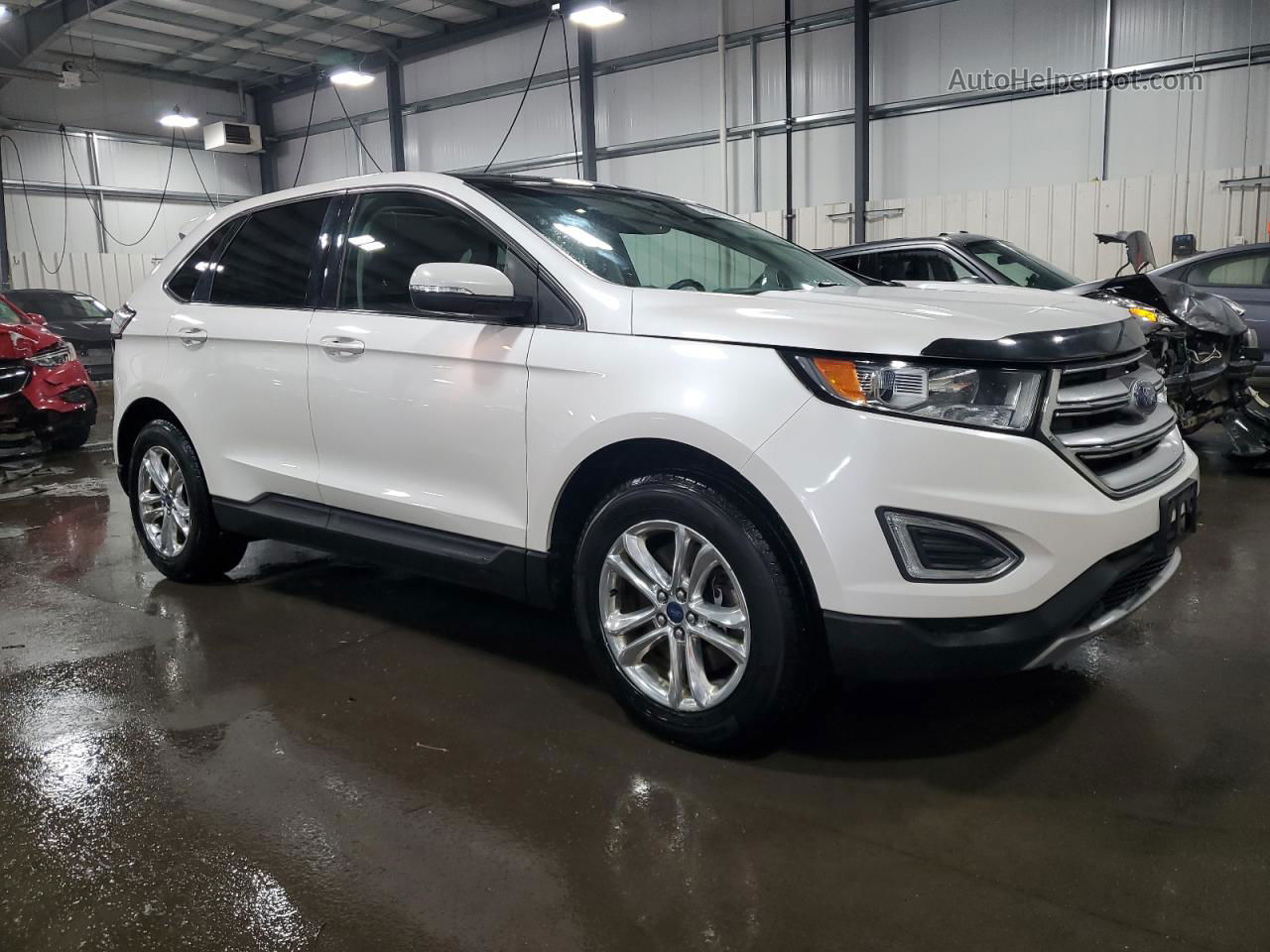 2015 Ford Edge Sel White vin: 2FMTK4J88FBB10509