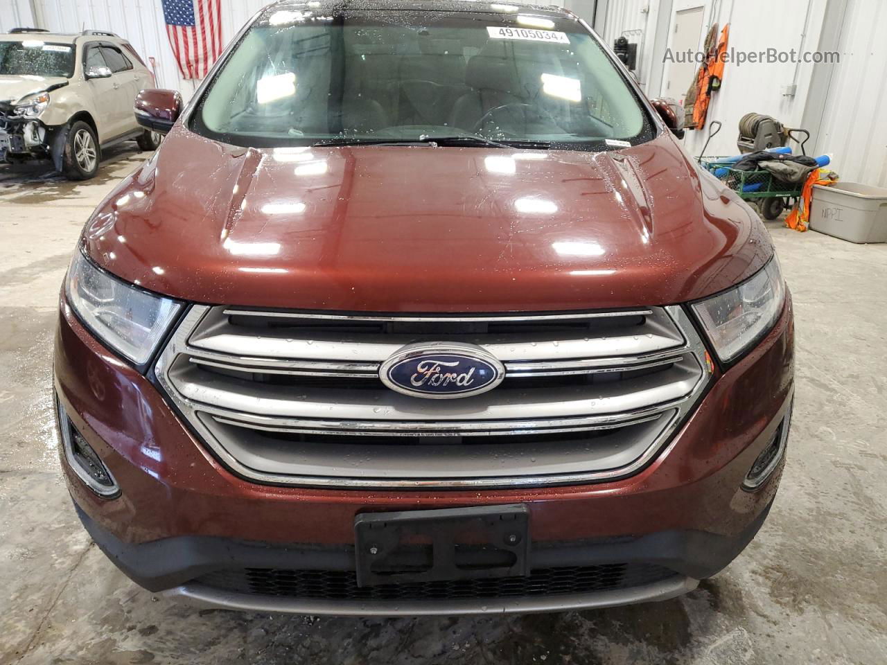 2015 Ford Edge Sel Maroon vin: 2FMTK4J90FBC15621