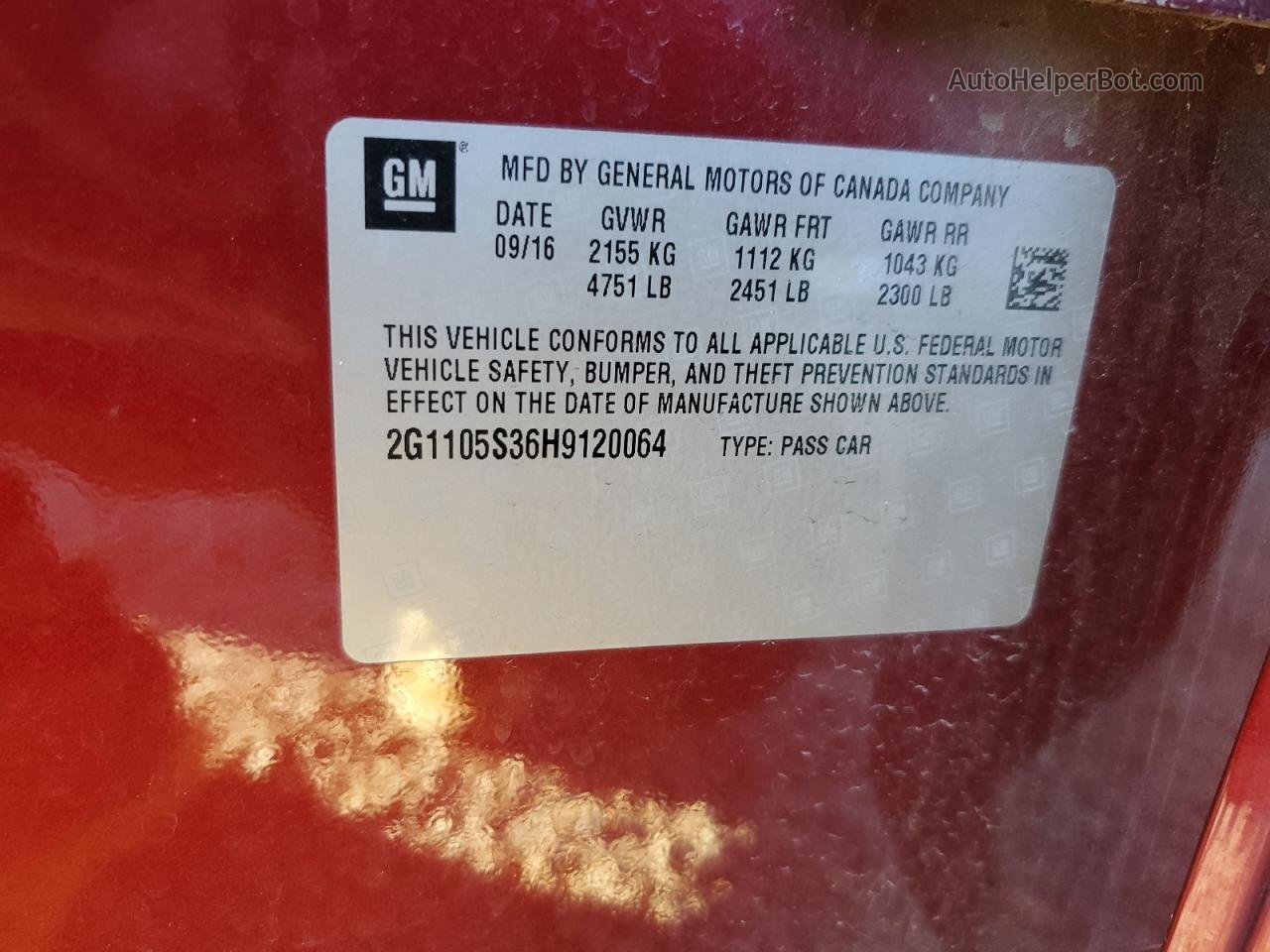 2017 Chevrolet Impala Lt Темно-бордовый vin: 2G1105S36H9120064