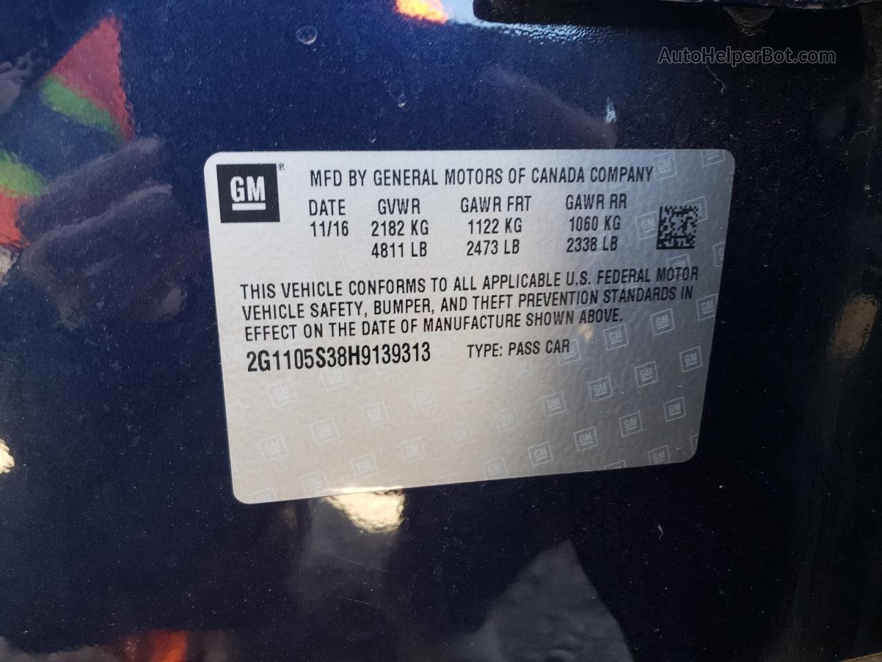 2017 Chevrolet Impala Lt Синий vin: 2G1105S38H9139313