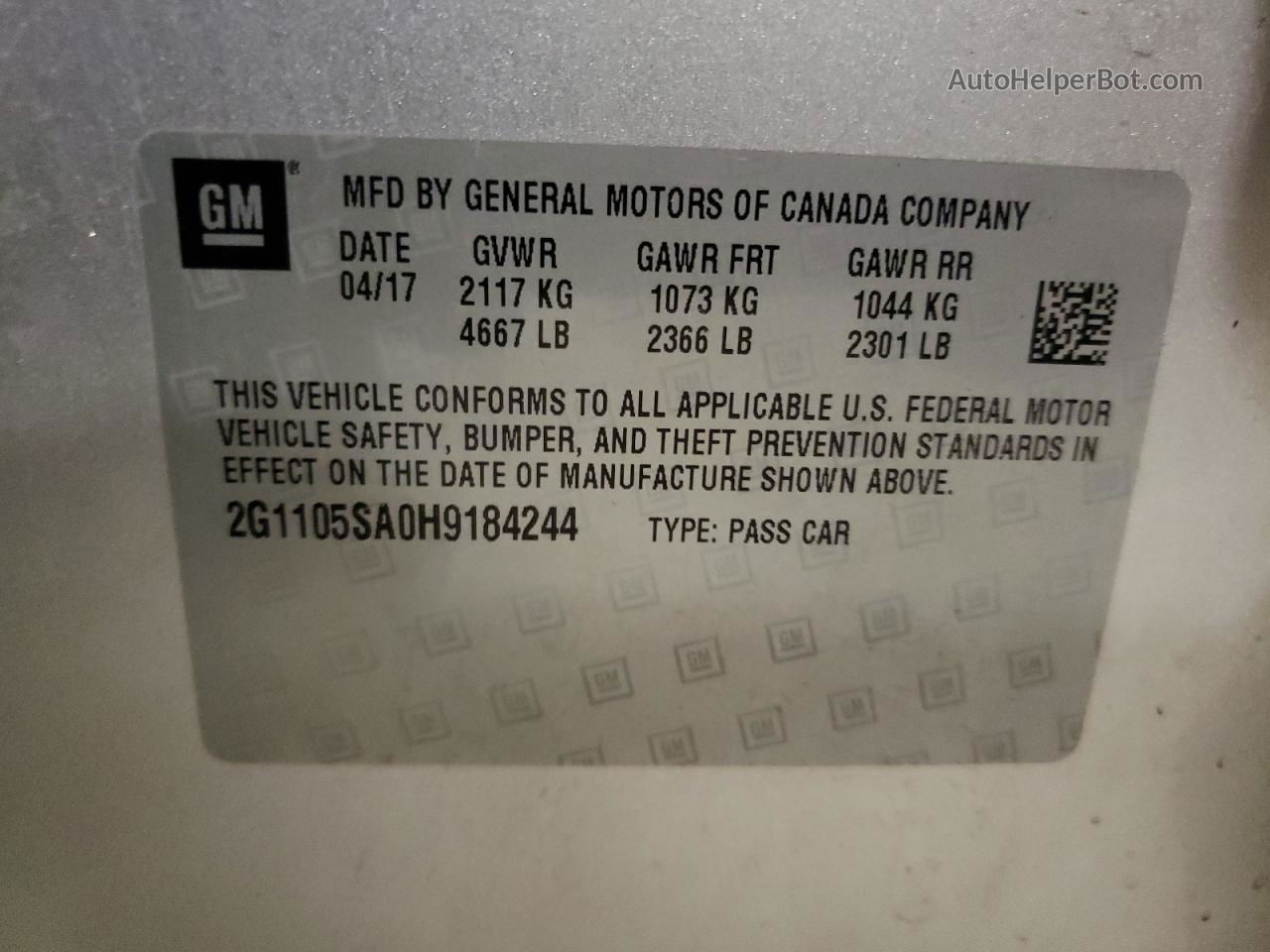 2017 Chevrolet Impala Lt Silver vin: 2G1105SA0H9184244