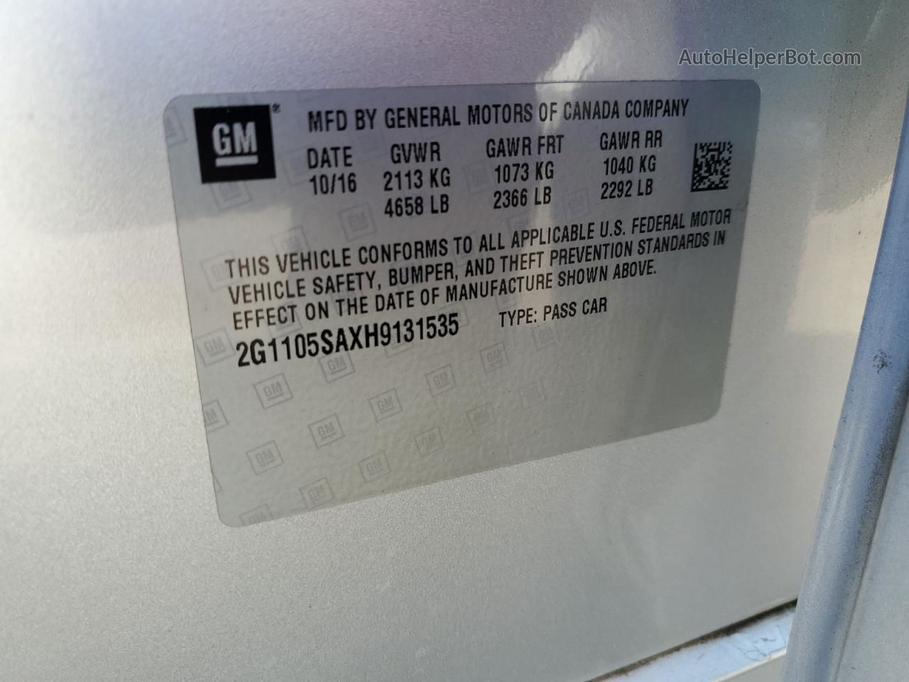 2017 Chevrolet Impala Lt Серебряный vin: 2G1105SAXH9131535