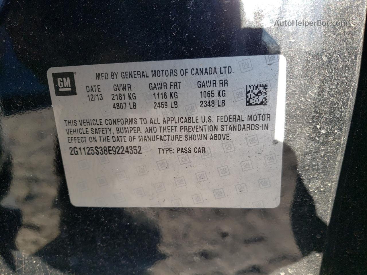2014 Chevrolet Impala Lt Черный vin: 2G1125S38E9224352