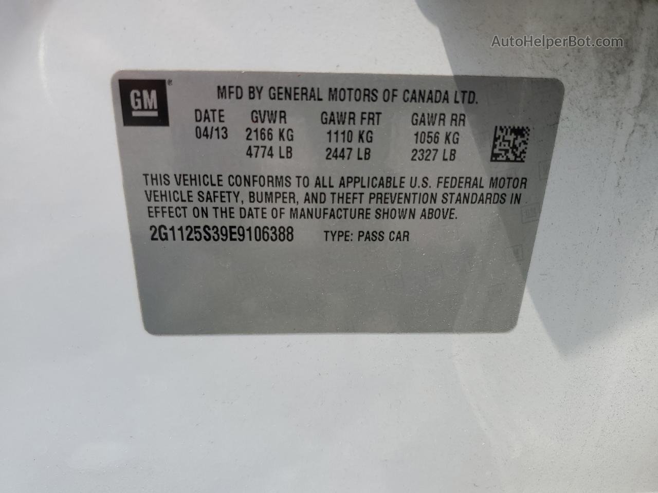 2014 Chevrolet Impala Lt White vin: 2G1125S39E9106388