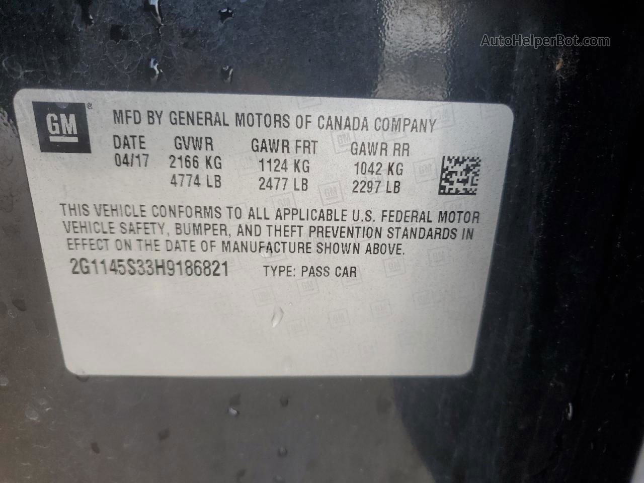 2017 Chevrolet Impala Premier Black vin: 2G1145S33H9186821