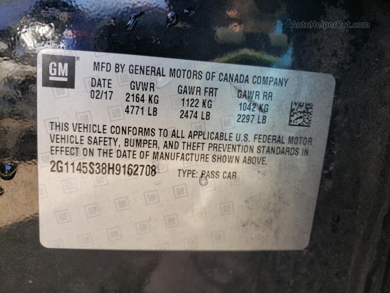 2017 Chevrolet Impala Premier Черный vin: 2G1145S38H9162708