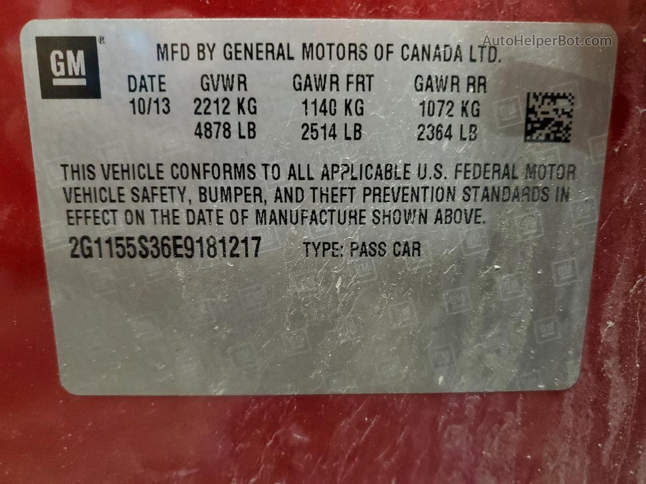 2014 Chevrolet Impala Ltz Red vin: 2G1155S36E9181217
