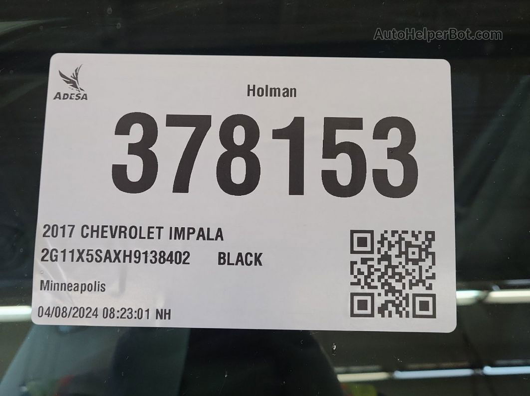2017 Chevrolet Impala 1fl Black vin: 2G11X5SAXH9138402