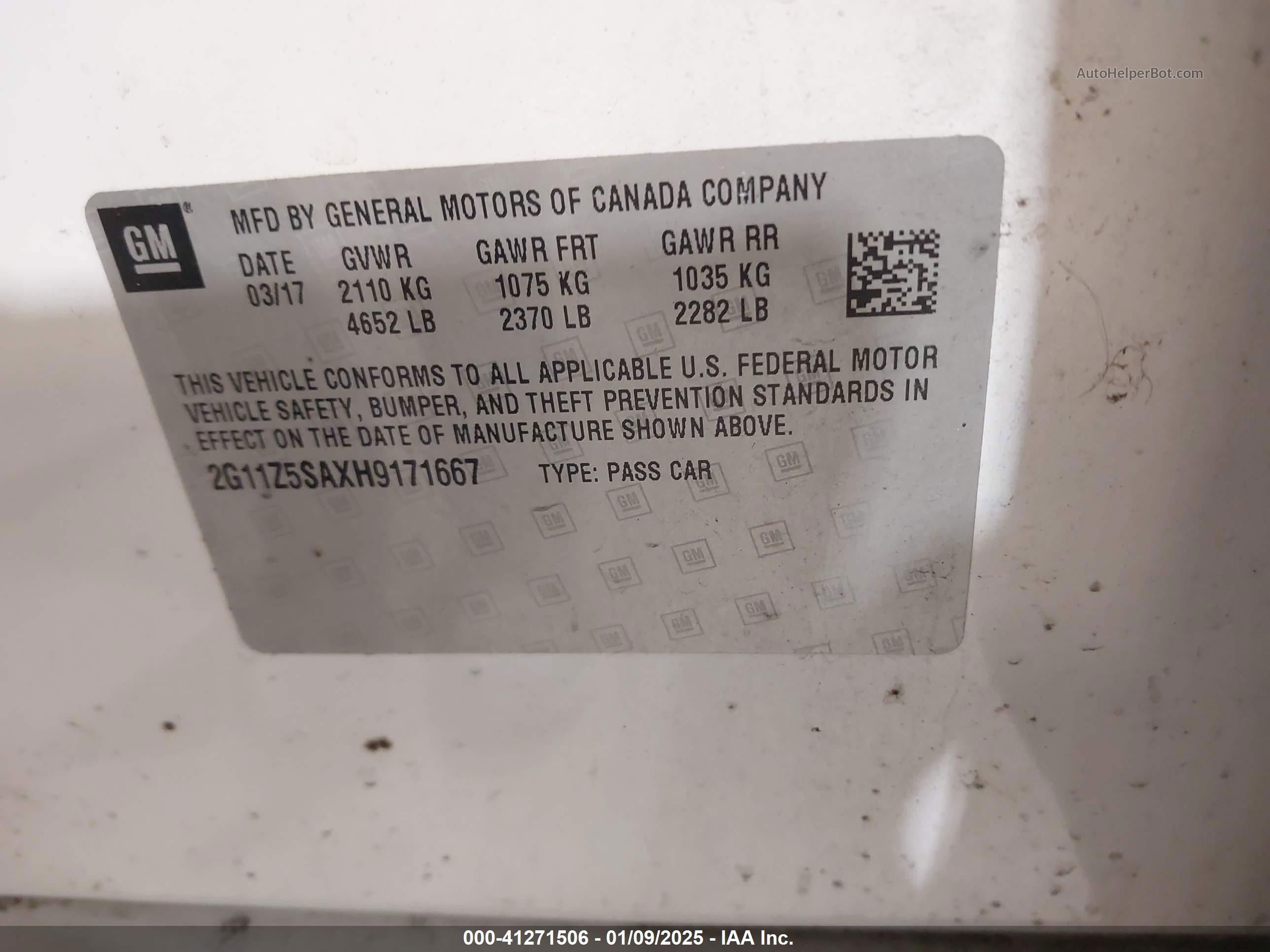 2017 Chevrolet Impala Ls White vin: 2G11Z5SAXH9171667