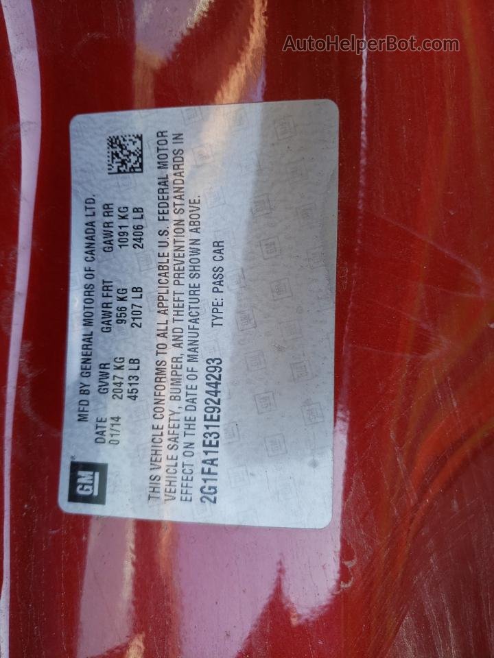 2014 Chevrolet Camaro Ls Red vin: 2G1FA1E31E9244293