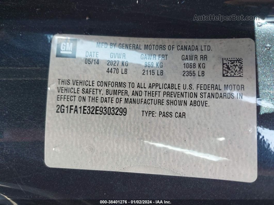 2014 Chevrolet Camaro 2ls Dark Blue vin: 2G1FA1E32E9303299