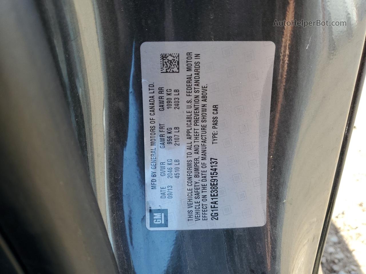 2014 Chevrolet Camaro Ls Угольный vin: 2G1FA1E38E9154137
