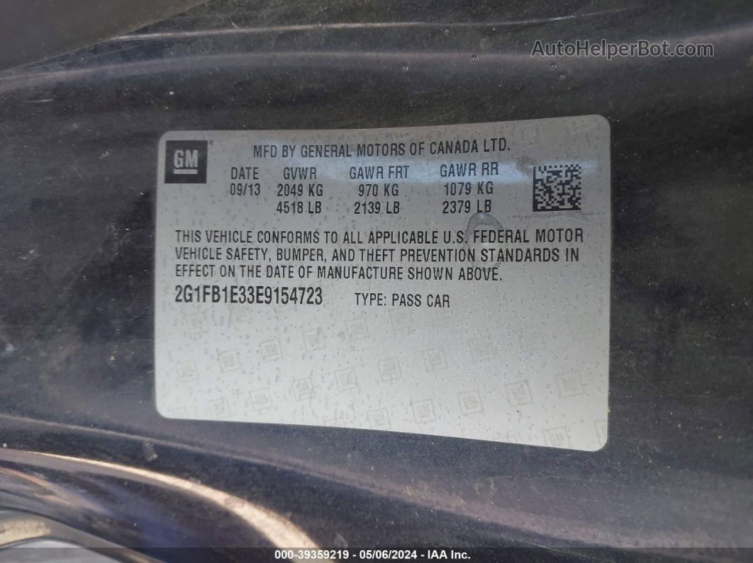 2014 Chevrolet Camaro 1lt Dark Blue vin: 2G1FB1E33E9154723