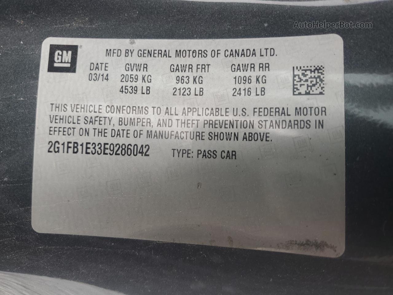 2014 Chevrolet Camaro Lt Угольный vin: 2G1FB1E33E9286042
