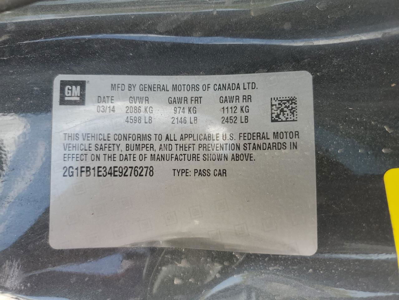 2014 Chevrolet Camaro Lt Charcoal vin: 2G1FB1E34E9276278
