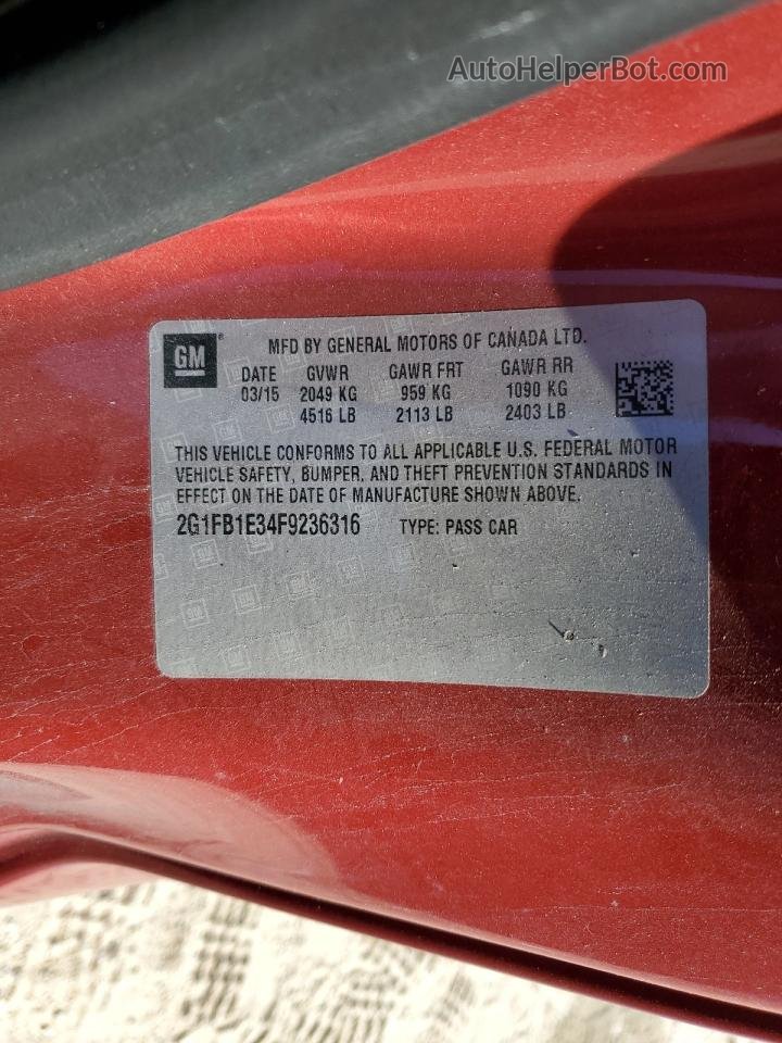 2015 Chevrolet Camaro Ls Красный vin: 2G1FB1E34F9236316