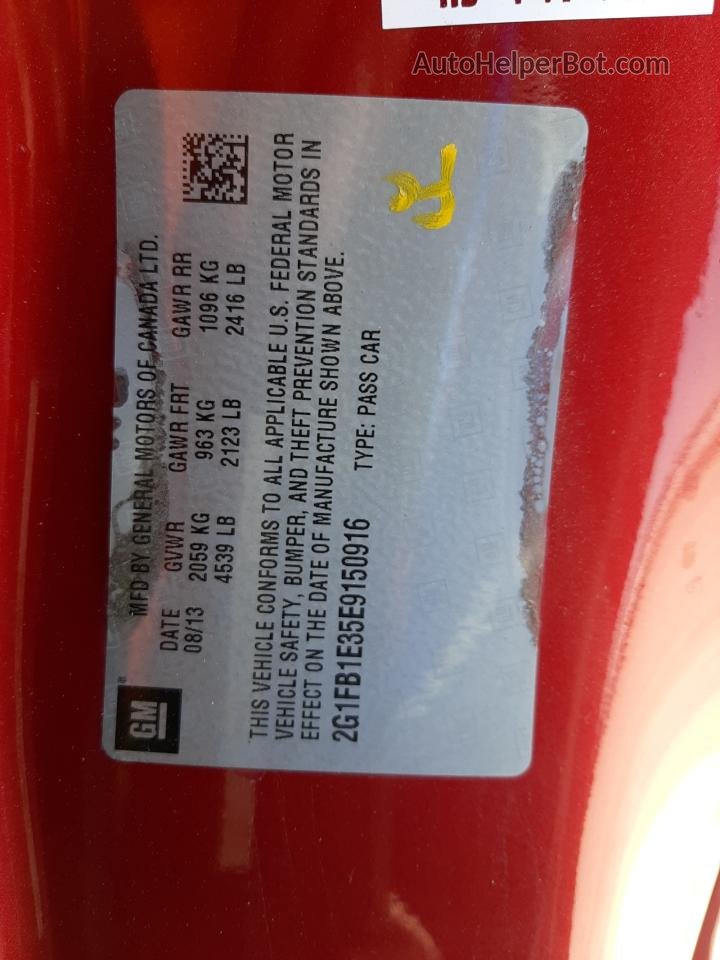 2014 Chevrolet Camaro Lt Красный vin: 2G1FB1E35E9150916