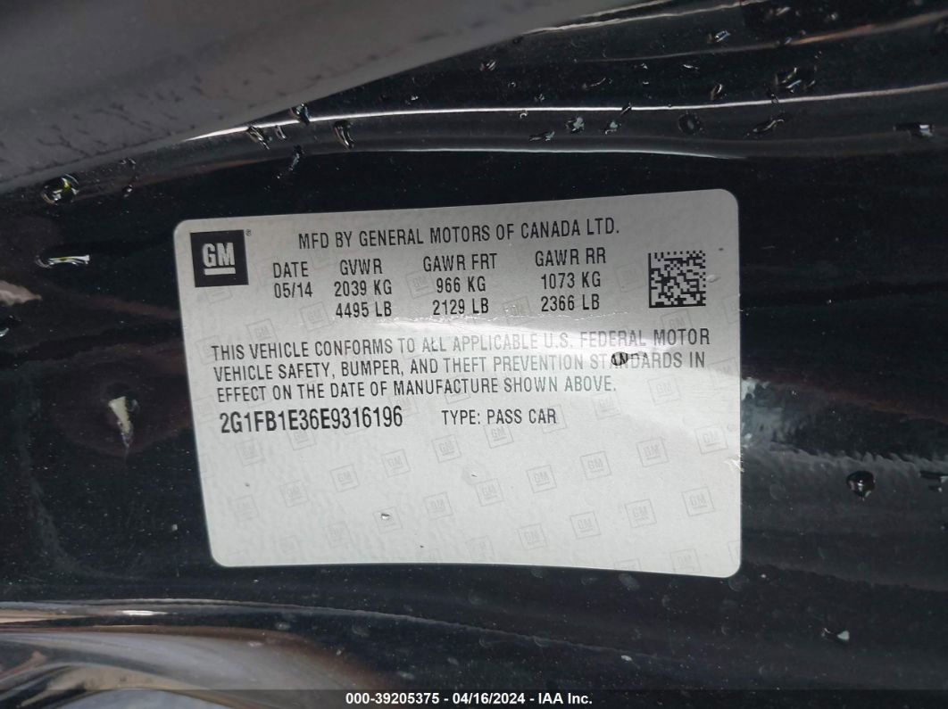 2014 Chevrolet Camaro 1lt Черный vin: 2G1FB1E36E9316196
