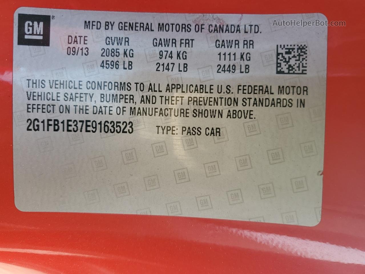 2014 Chevrolet Camaro Lt Red vin: 2G1FB1E37E9163523