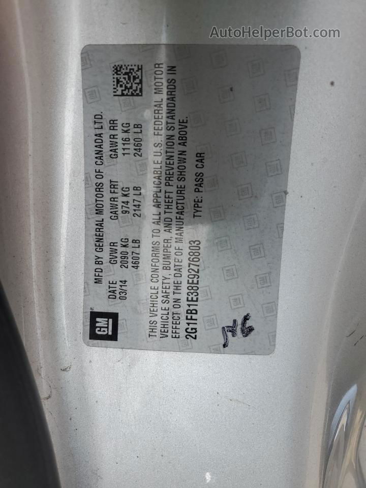 2014 Chevrolet Camaro Lt Silver vin: 2G1FB1E38E9276803
