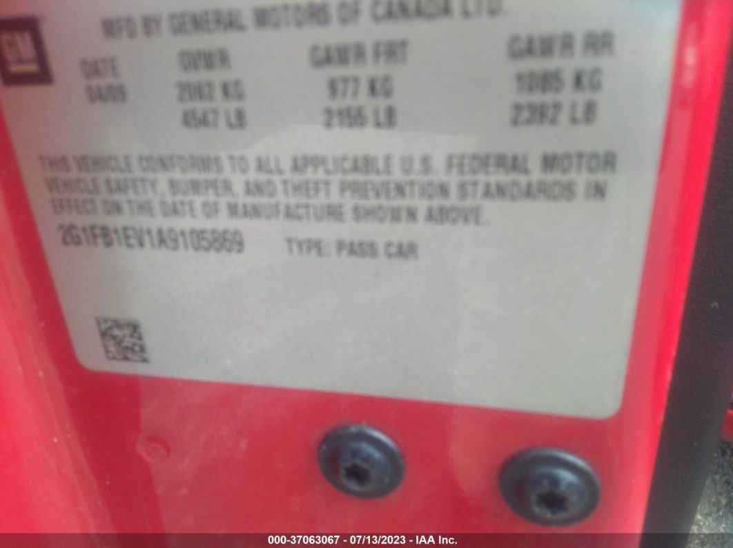 2010 Chevrolet Camaro 1lt Красный vin: 2G1FB1EV1A9105869
