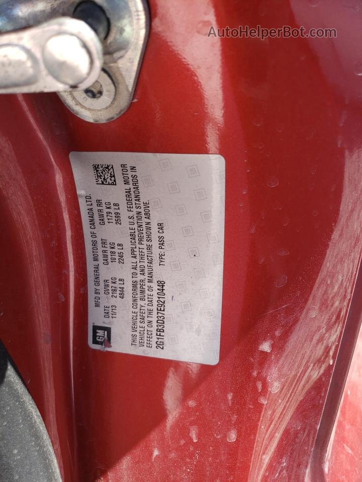 2014 Chevrolet Camaro Lt Red vin: 2G1FB3D37E9210448