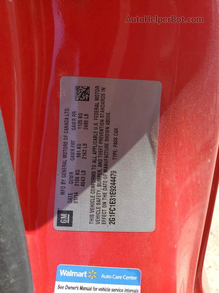 2014 Chevrolet Camaro Lt Красный vin: 2G1FC1E31E9244479