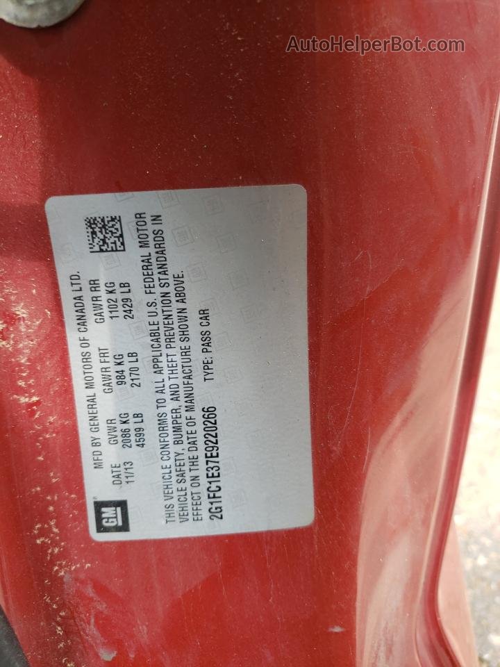 2014 Chevrolet Camaro Lt Red vin: 2G1FC1E37E9220266