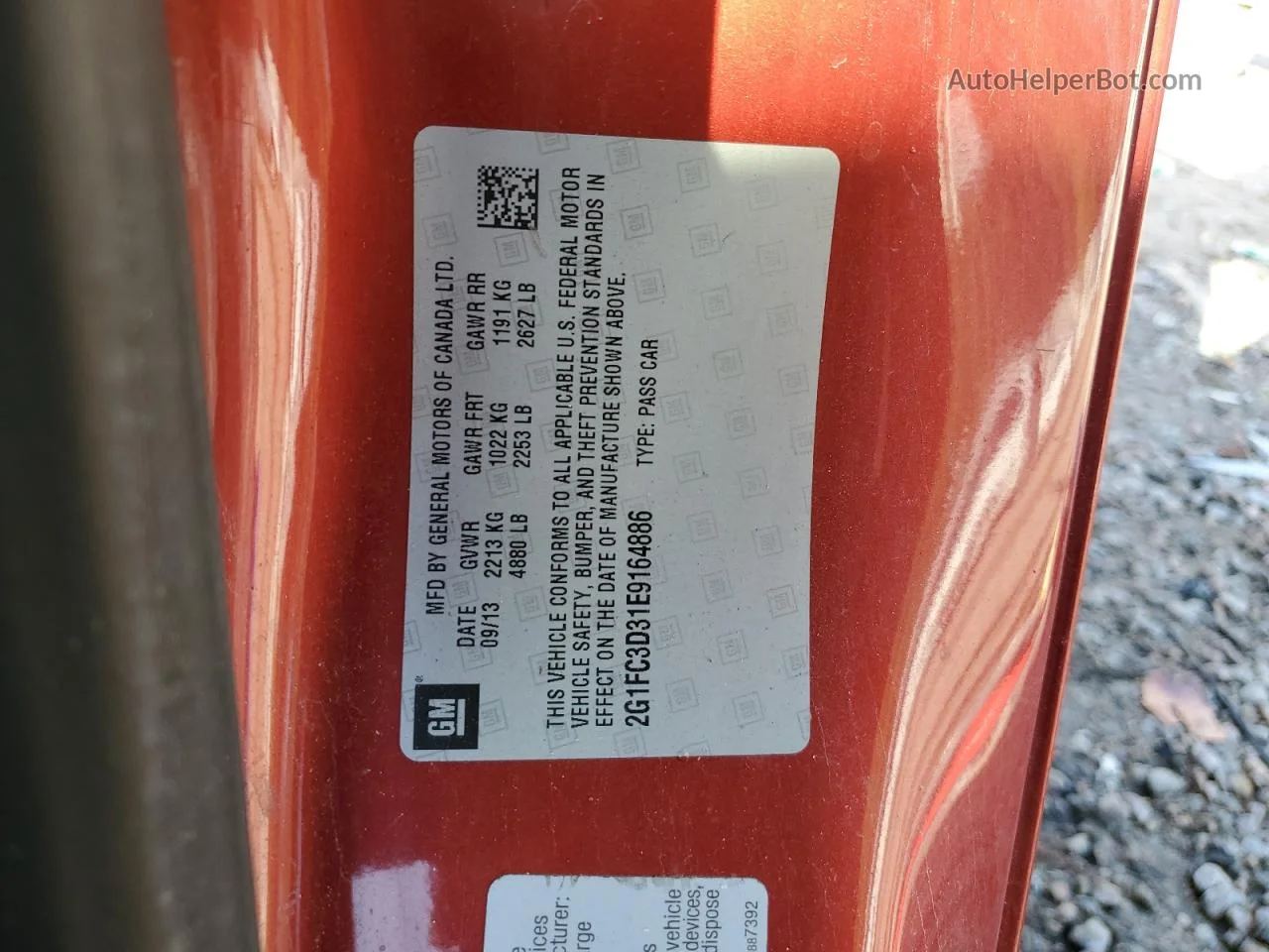 2014 Chevrolet Camaro Lt Red vin: 2G1FC3D31E9164886