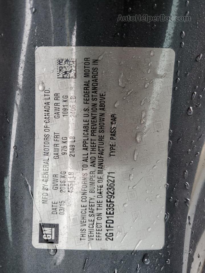 2015 Chevrolet Camaro Lt Gray vin: 2G1FD1E35F9236271