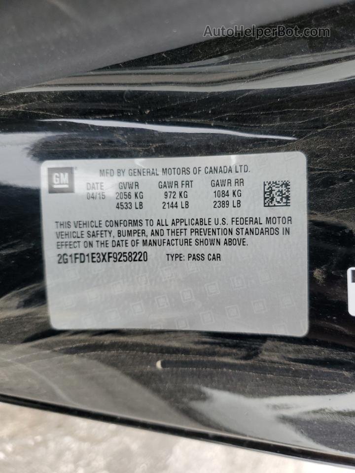 2015 Chevrolet Camaro Lt Черный vin: 2G1FD1E3XF9258220