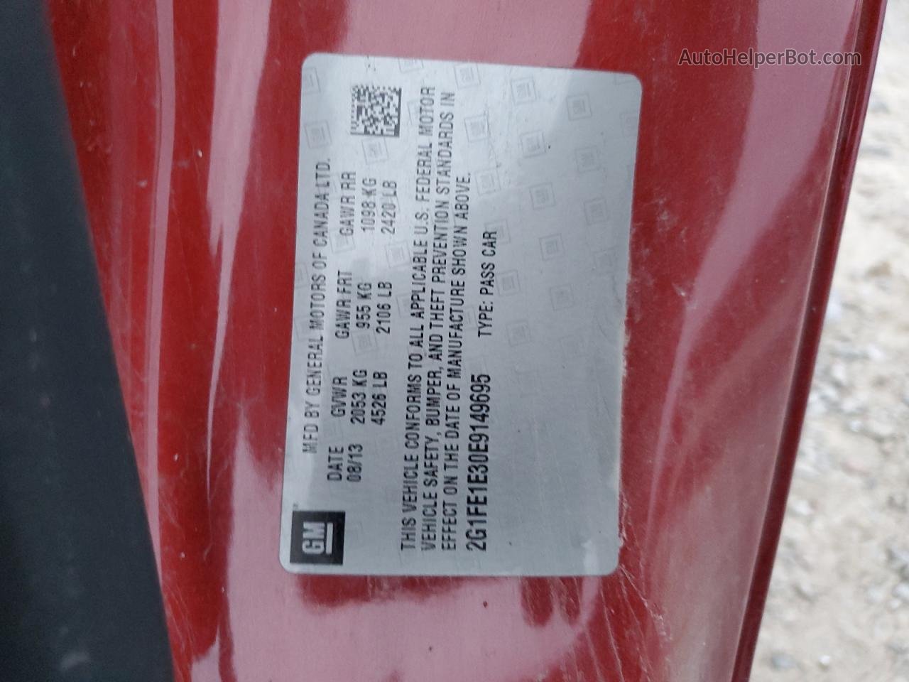 2014 Chevrolet Camaro Ls Red vin: 2G1FE1E30E9149695