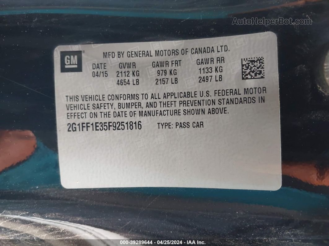 2015 Chevrolet Camaro 2lt Черный vin: 2G1FF1E35F9251816