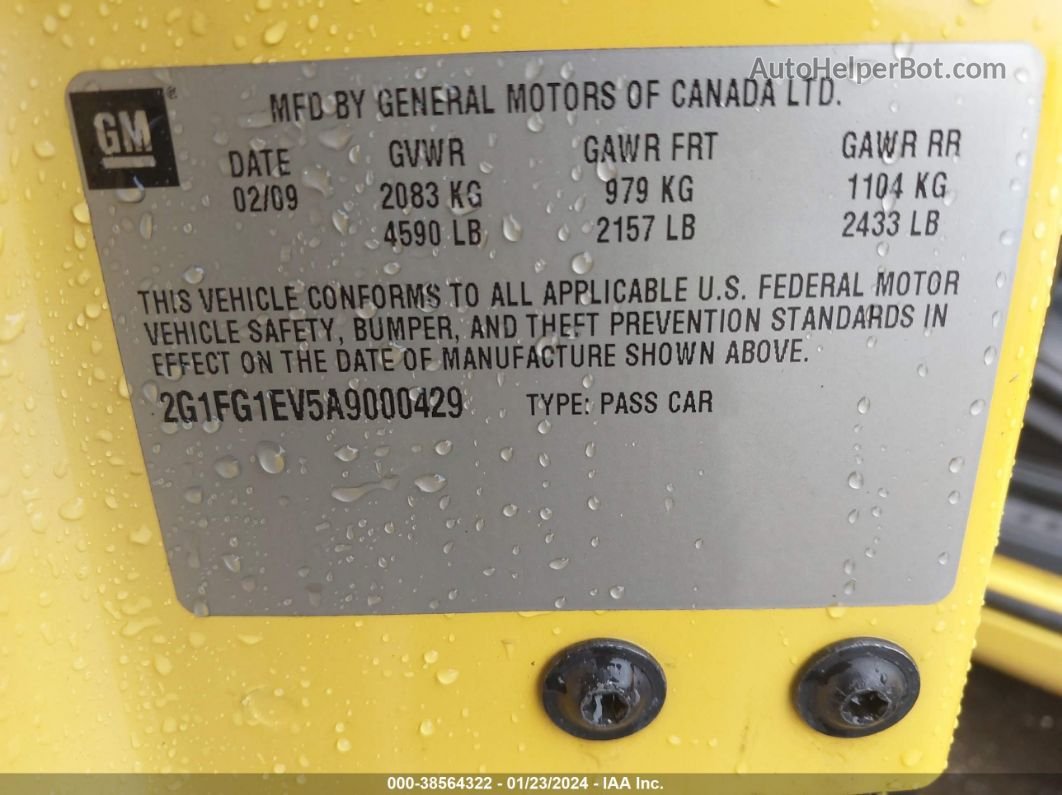2010 Chevrolet Camaro 2lt Yellow vin: 2G1FG1EV5A9000429