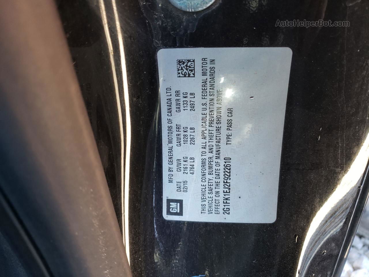 2015 Chevrolet Camaro 2ss Черный vin: 2G1FK1EJ2F9222610