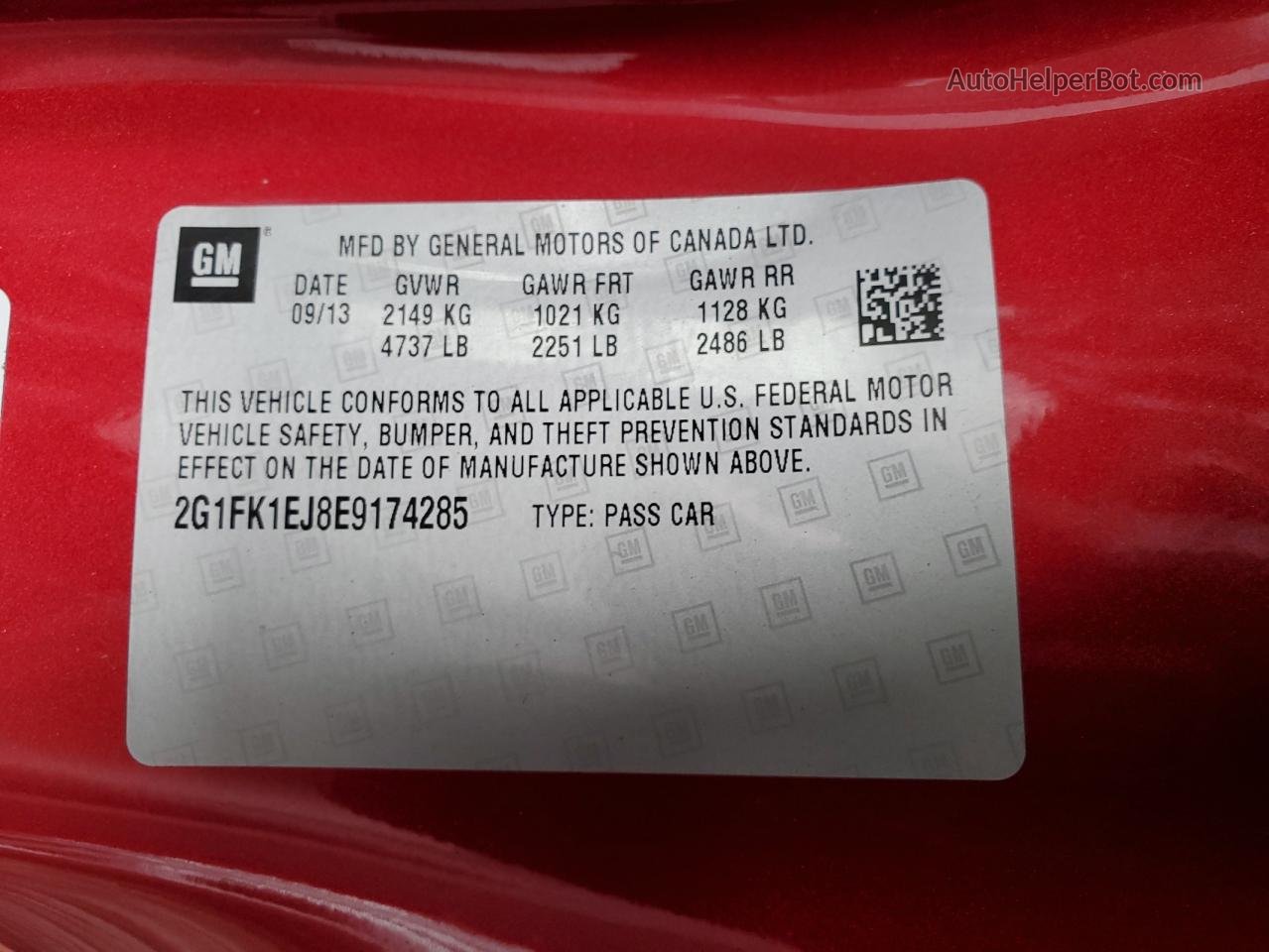 2014 Chevrolet Camaro 2ss Red vin: 2G1FK1EJ8E9174285