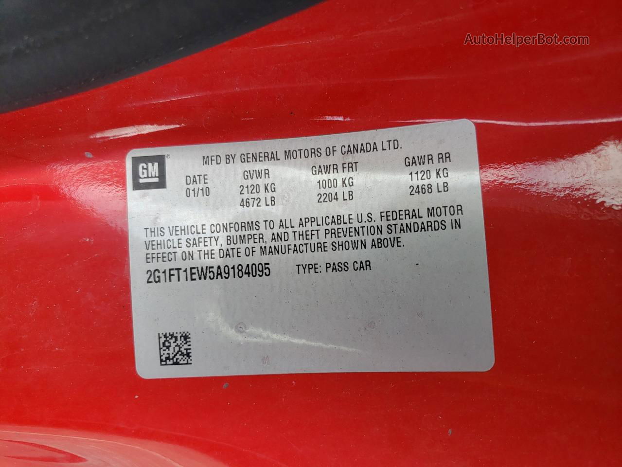 2010 Chevrolet Camaro Ss Red vin: 2G1FT1EW5A9184095