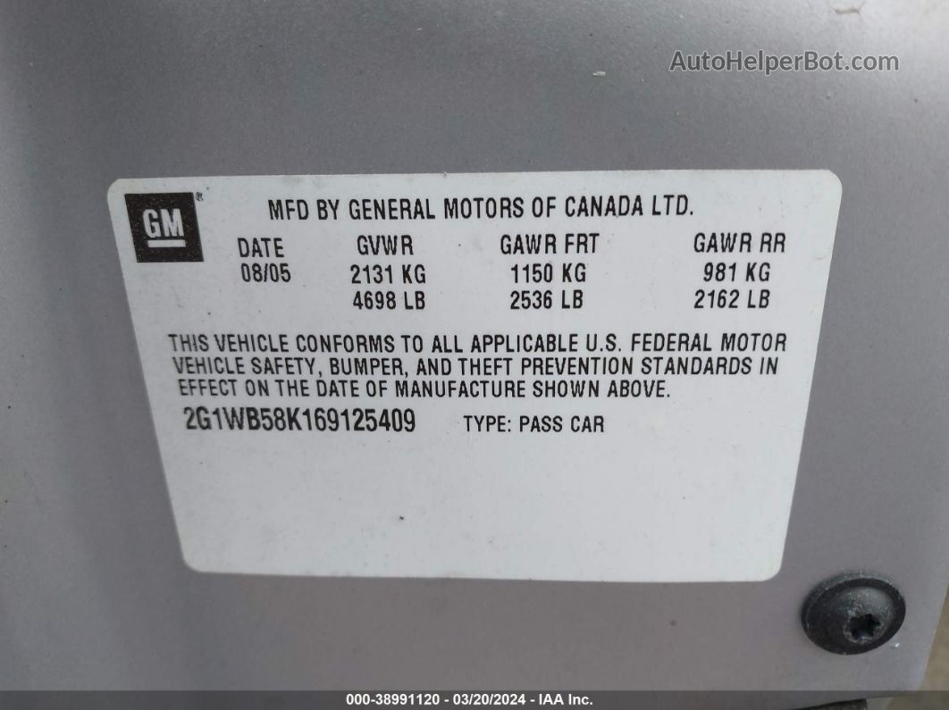2006 Chevrolet Impala Ls Silver vin: 2G1WB58K169125409
